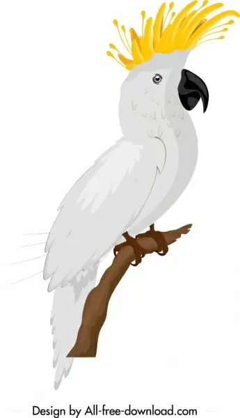 tropical parrot icon white feather sketch cartoon design
