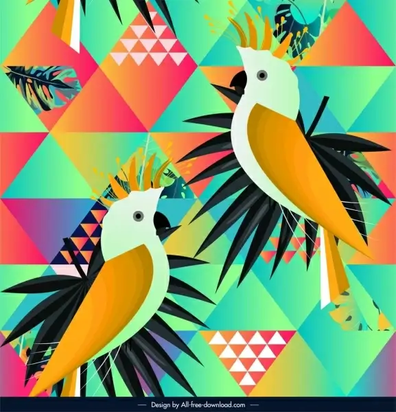 tropical parrots pattern colorful repeating geometric decor