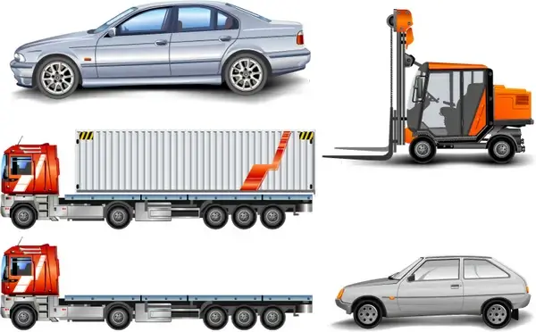 truck and car forklift design vector