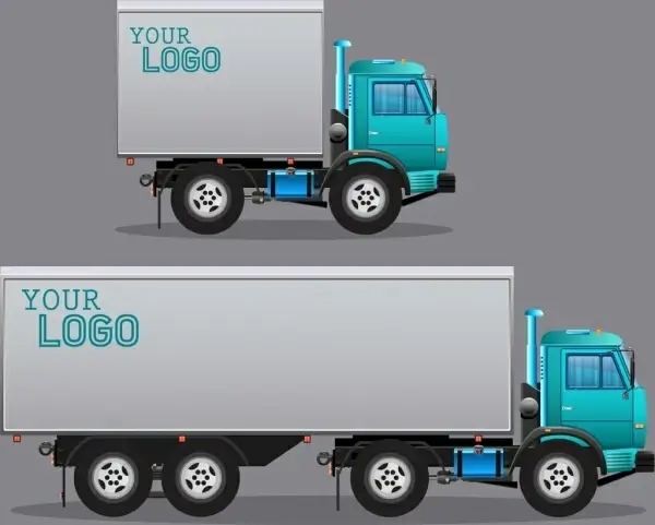 truck icons shiny colored design realistic decoration