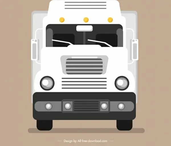 trucking lorry icon front side sketch white decor