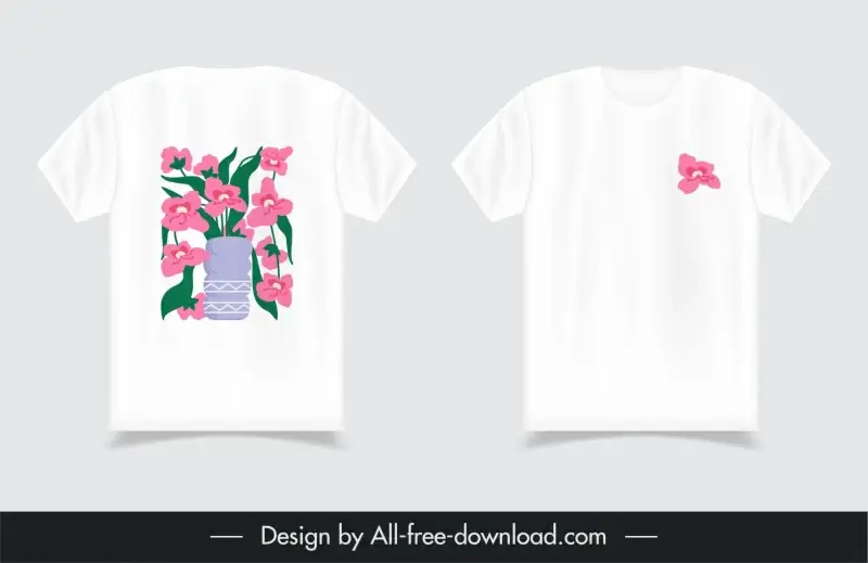 tshirt design template flat flowerpot decor