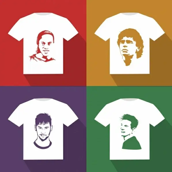 tshirt template football player faces icons decor