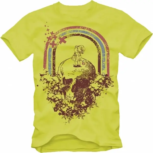 tshirt template grunge dead skull kid rainbow sketch