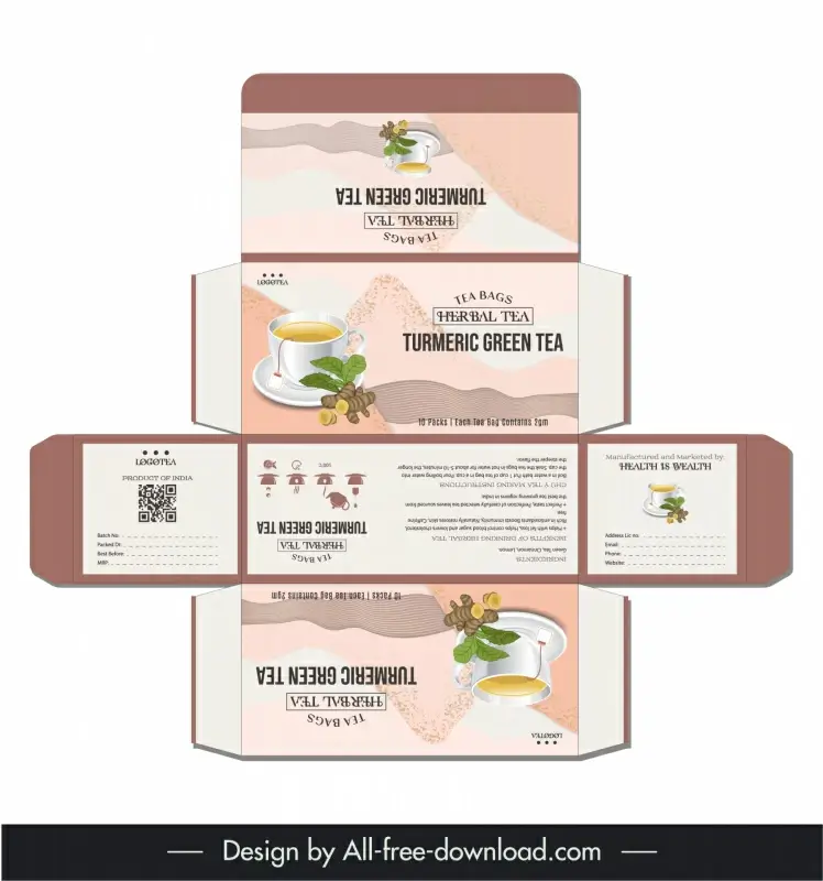  turmeric herbal tea packaging template elegant flat design 