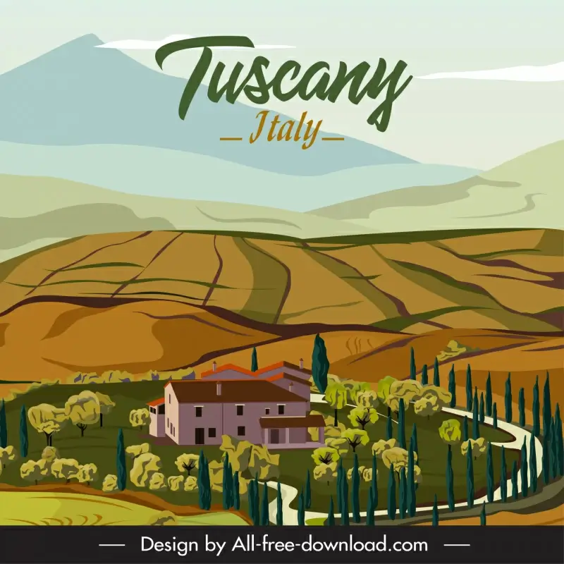 tuscany italy scenery backdrop template classical peaceful design 