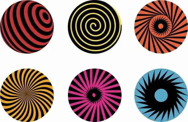 twist circles icons collection multicolored delusion design