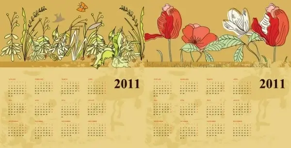 two flowers calendar 2011 vector
