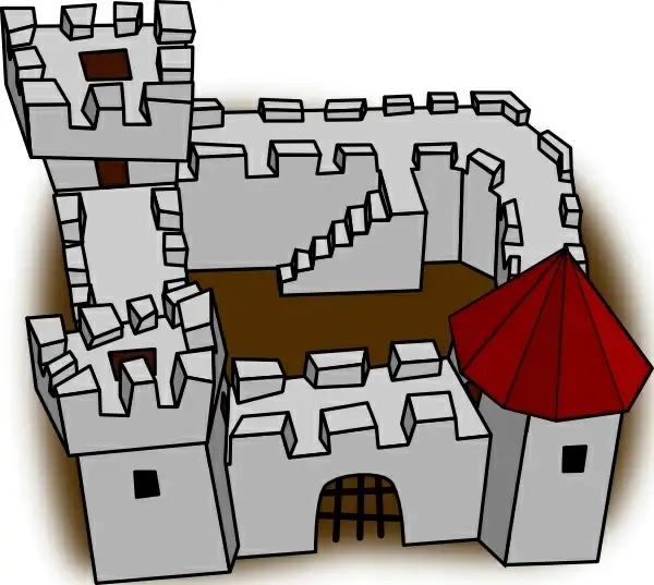 Ugly Non Perspective Cartoony Fort Fortress Stronghold Or Castle clip art