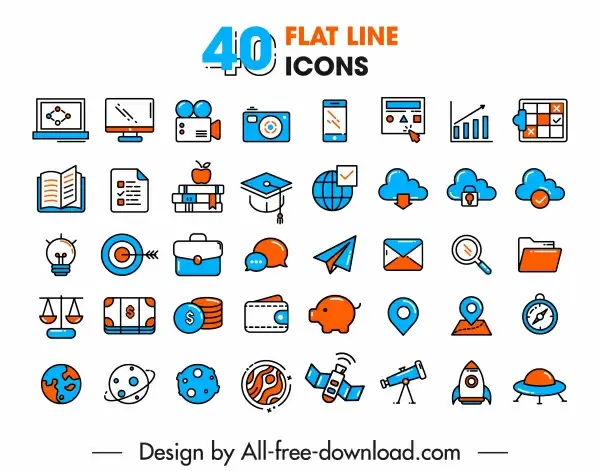 ui icons collection flat classical sketch
