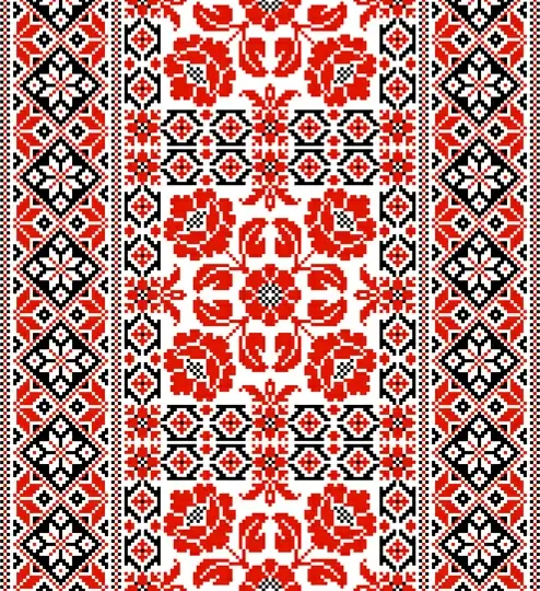 ukrainian styles embroidery patterns vector set