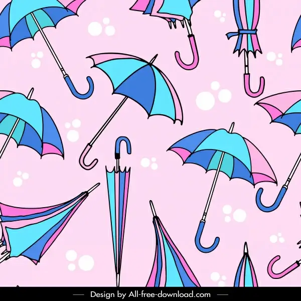 umbrella pattern template colorful handdrawn sketch