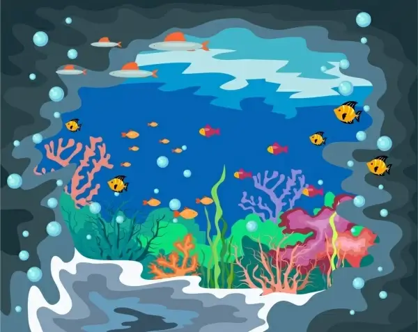 underwater life background colorful cartoon decoration