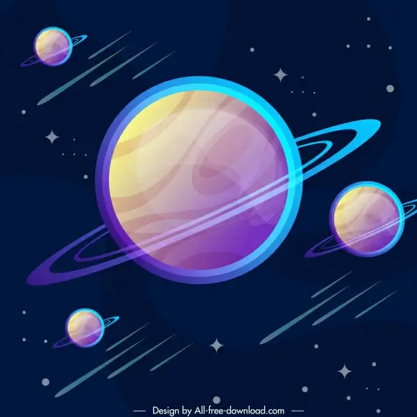 universe background saturn planets sketch modern colorful design