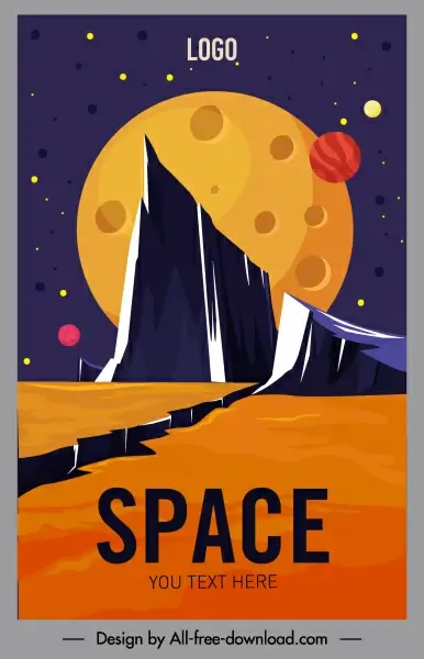 universe poster planet surface sketch colorful design