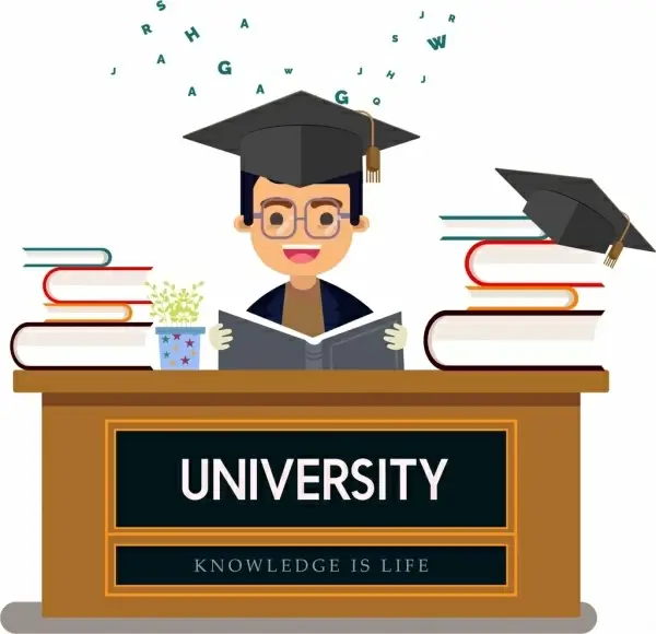 university education background boy book graduation icons