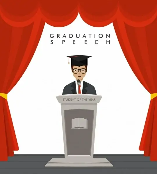 university speech background graduated student icon colored cartoon
