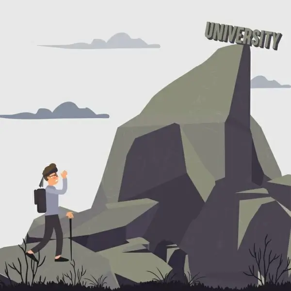 university target drawing male hiker mountain peak icons