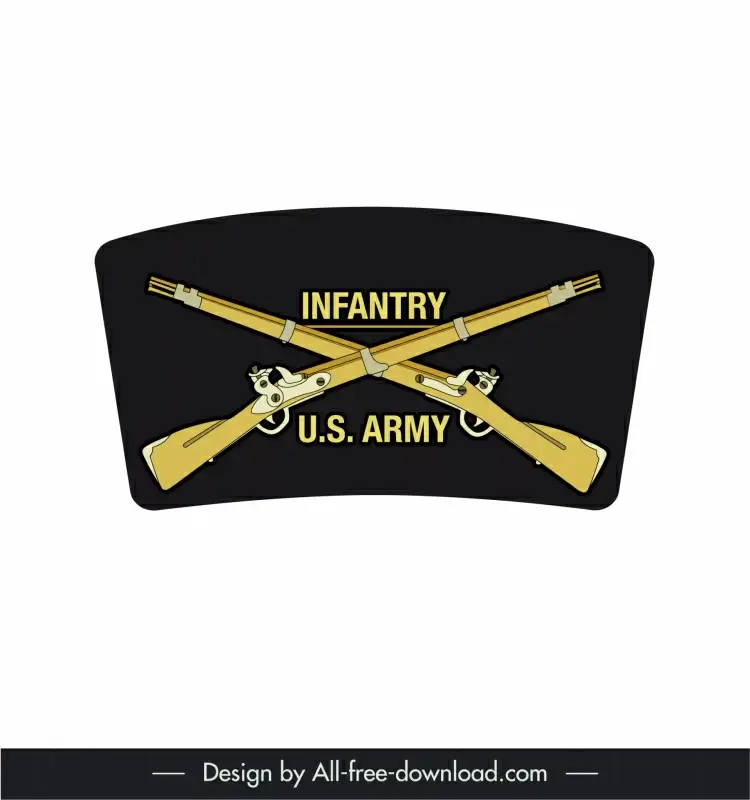 us army infantry branch insignia logo template long guns texts decor