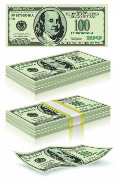 us dollar money pack design vector