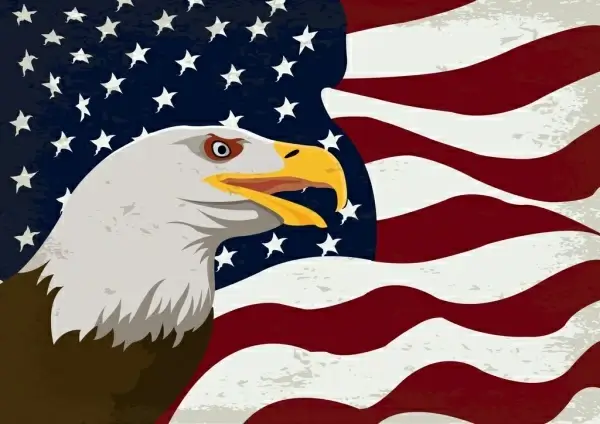 usa flag background eagle icon decor retro design