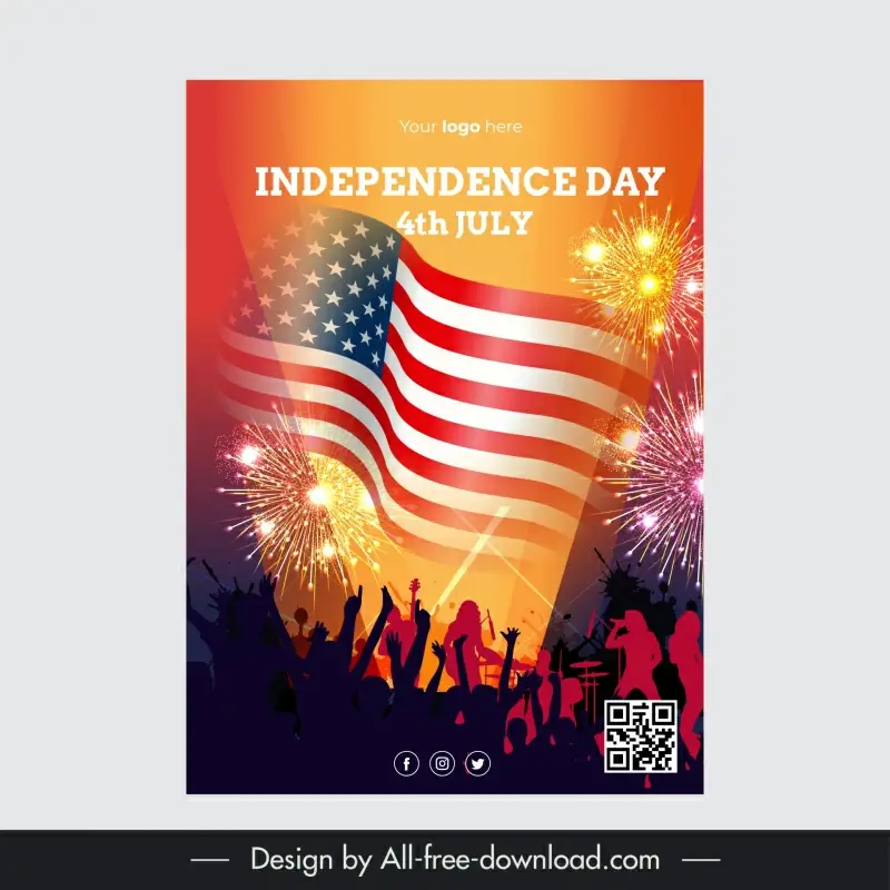 usa  independence day  flyer template modern shiny dynamic silhouette 
