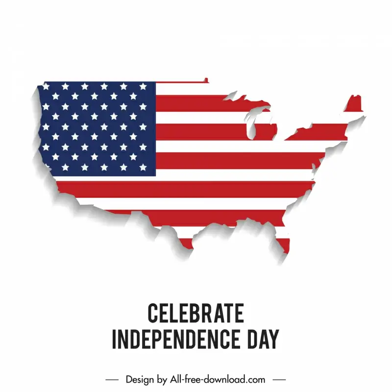 usa independence day poster flat map elements decor