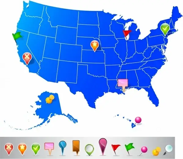 USA map with navigation icons