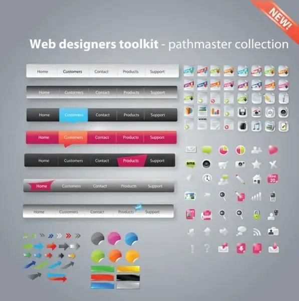 useful web design tools pack 02 vector