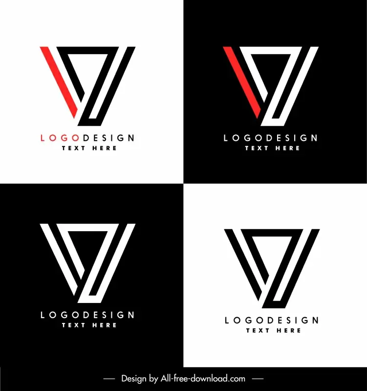 v logo geometric  flat shaped templates