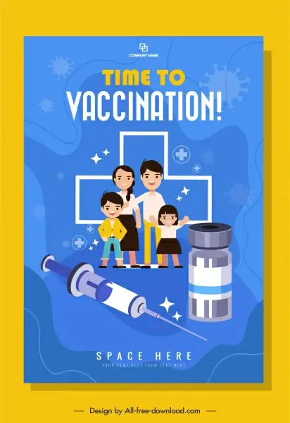 vaccination banner template family injection needle vaccine sketch