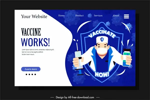 vaccination web site template doctor vaccine elements sketch