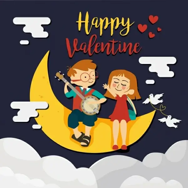 valentine banner dreaming childhood theme crescent kids icons