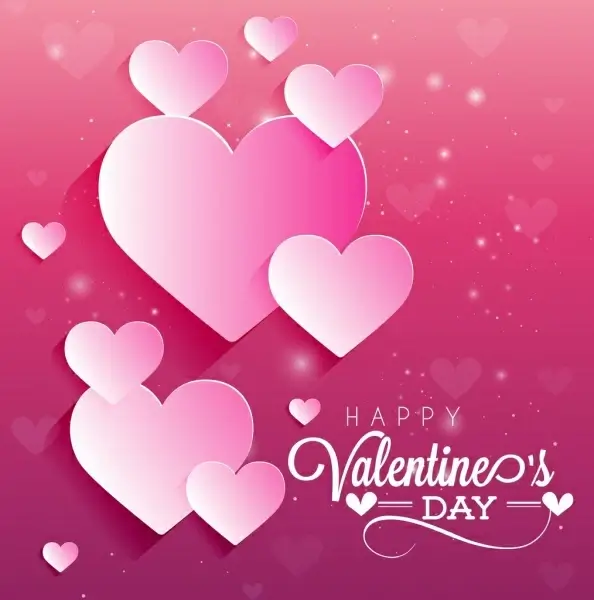 valentine banner sparkling pink design cut hearts decor