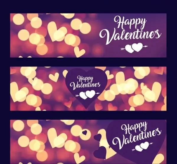 valentine banner templates shiny bokeh hearts decoration
