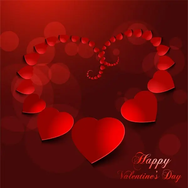 valentine card background with 3d red hearts decoration