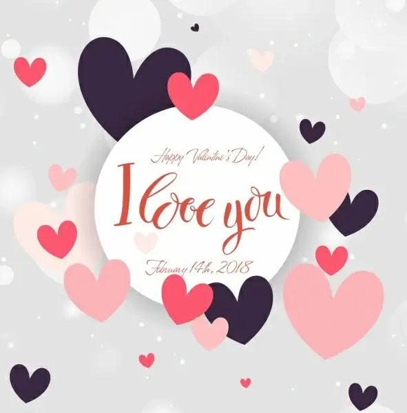 valentine card template floating hearts decoration