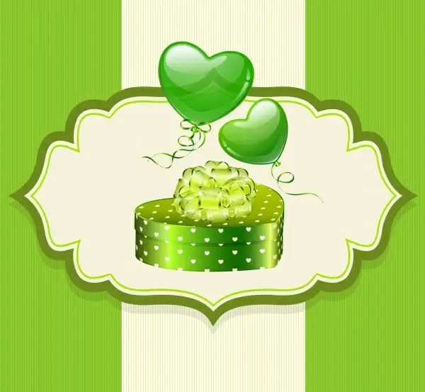 valentine card template green design heart box icons