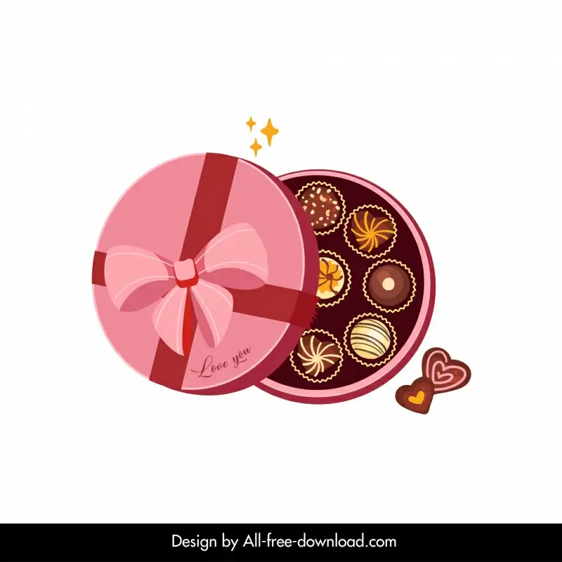 valentine chocolate box icon elegant 3d round shape sketch