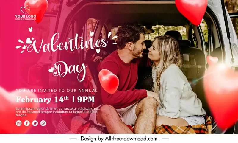 valentine day banner template romantic realistic design
