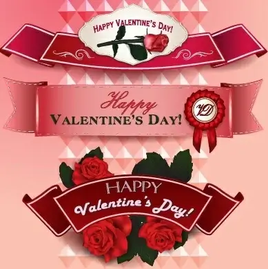 valentine day ribbon banner creative vector
