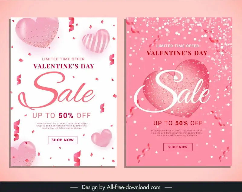   valentine day sale poster template elegant hearts confetti
