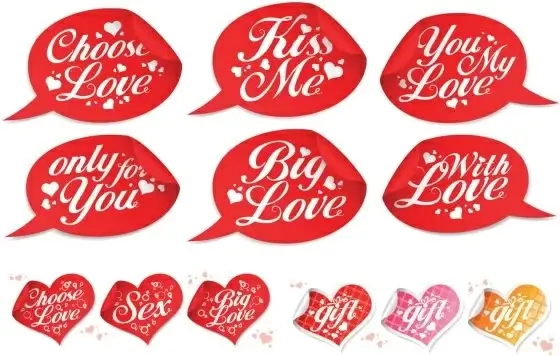 valentine day special stickers vector