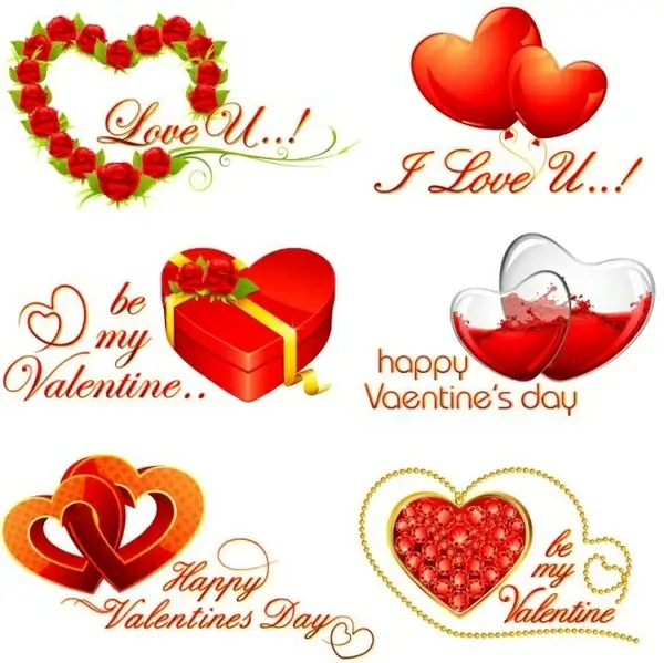 valentine design elements red heart shapes decor