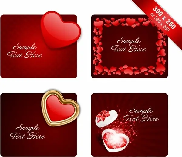 valentine card templates romantic red heart decor