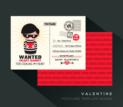 valentine postcard template elegant design