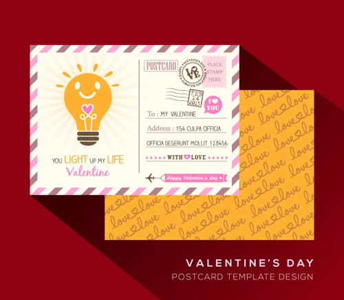 valentine postcard template elegant design