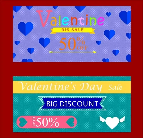 valentine sales tickets sets hearts and words design