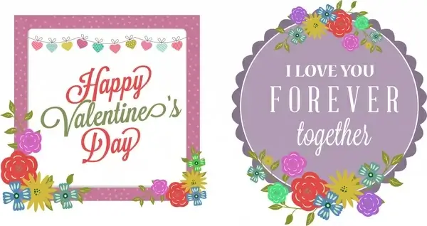 valentine theme sets colorful design on geometric frames