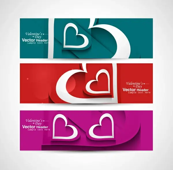 valentines day bright colorful header vector white background